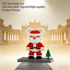 1847pcs Santa Bear DIY 3D Puzzle Building Block Decoration, Home Office Bookshelf Decor, Party Living Room TV Stand Display