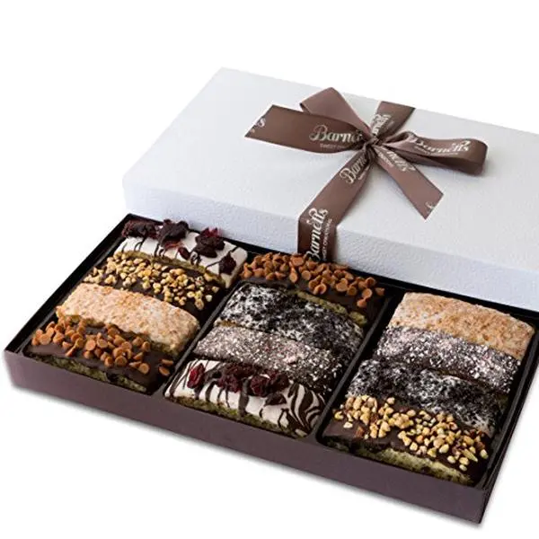 Barnetts Mothers Day 12 Chocolate Biscotti Gift Box, Gourmet Cookie Gifts Basket for Him and Her Food Delivery, Fancy Cookies Spring Candy Treats Baskets Ideas for Mom Wife Mother Husband Grandmother, Mother, Grandma