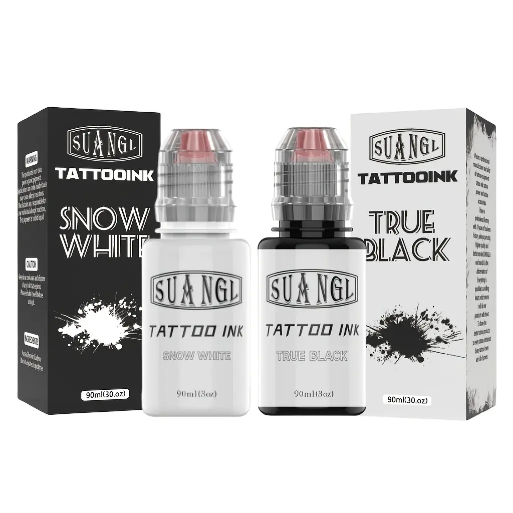 3pcs premium black and white tattoo ink, used for outlining, shading, and blending, masking solution, tattoo equipment, long-lasting body art standard pigment, gift for tattoo artists and beginners, body art makeup gift