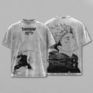 Yuji Itadori Tee Washed – Jujutsu Kaisen: Execution Culling Game The Movie Vintage Oversized Heavy Cotton Anime Manga T-Shirt, Double Printed Retro Unisex Streetwear Graphic Top, JJK T-Shirt Gift for Sorcerer Fans Jujutsu Kaisen anime merchandise