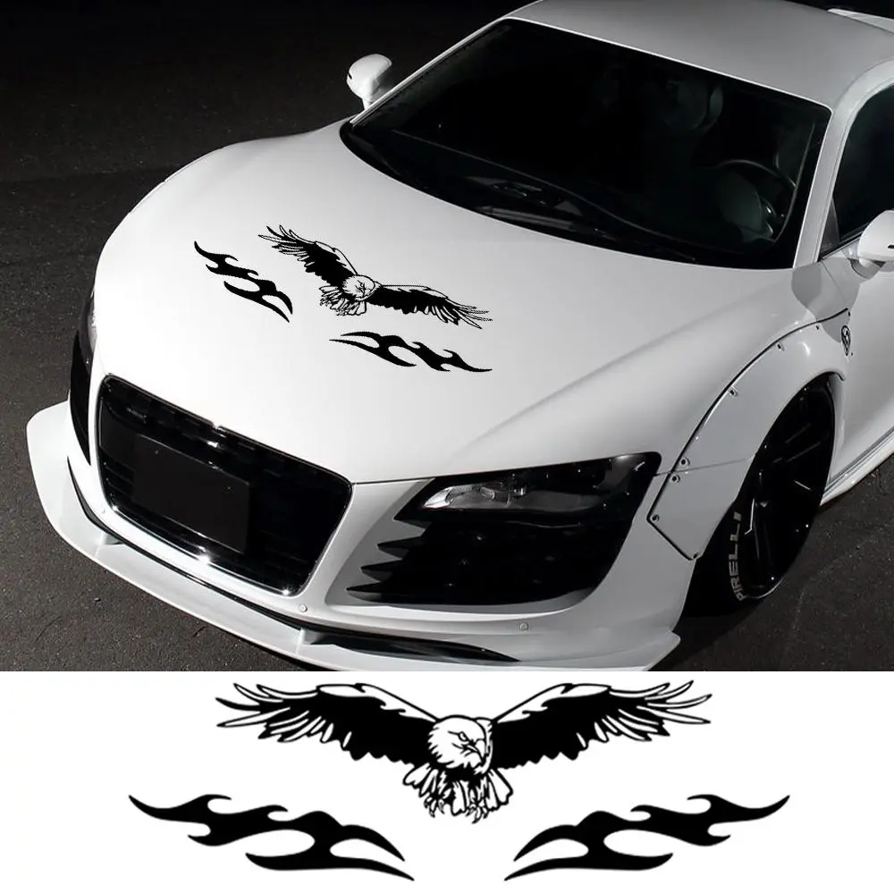 Eagle Graphics Car Hood Body Vinyl Decals Hood Bonnet Sticker Side Door Flying Eagle Bird Wings Decor Exterior Accessories