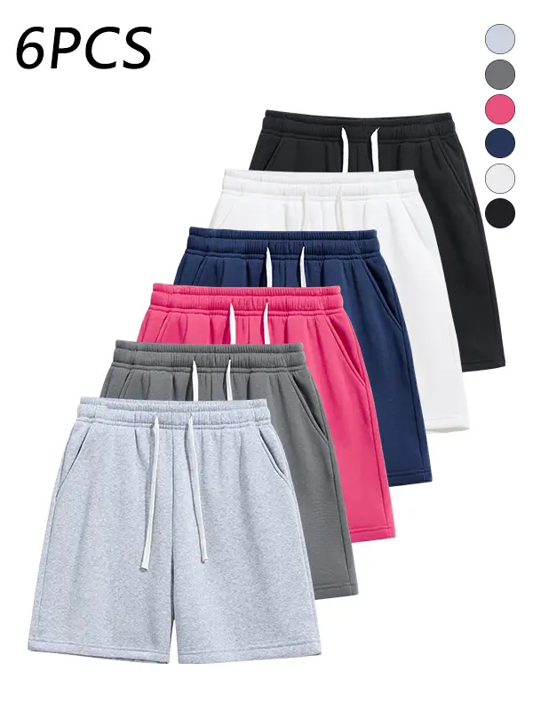 6-Pack Men’s Summer Casual Athletic Shorts, Loose Straight Cut, Soft Breathable Fabric