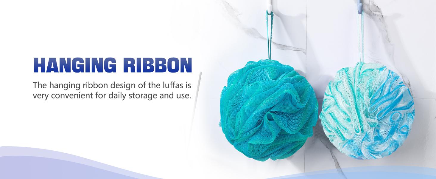 Loofah Sponge 75g/Piece, Exfoliating Bath Sponge Body Scrubber - Loofa Set of 4 Flower Color (Large, Green-Purple)