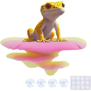 Mushroom Decor for Reptile Tank, Fish Tank, Pet-Safe Bearded Dragon Tank Accessories, Realistic Terrarium Plants for Crested Geckos, Frogs (Rainbow Trio Cap, Randomly Shipped from 3 Styles) EGG SHAPED FROG TERRARIUM WITH SUCTION CUPS