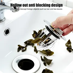 2pcs Bathtub Drain Plugs Copper Core Material, Press-And-Jump Drain Filter, Fits 34-40mm Sinks and Bathtubs, Durable Bathroom Accessories