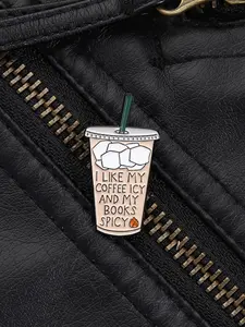 Coffee Reader Backpack Style Accessory, Ice Coffee Hot Book Preference Badge, Drink & Reading Fun Contrast Design, Unique Bag Charm