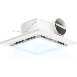 12 Inch Bathroom Exhaust Fan with Light, 110 CFM 1.0 Sone Ultra Quiet Ceiling Ventilation Fan, 3-Color Adjustable LED 1200 LM, Energy Efficient, 4" Duct & 10" x 10" Cutout, 12 Inch Panel Size