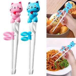 2 Pair Kids Chopsticks Easy-To-Use Reusable Educational Chopstick Cute Animals Shaped Training Chopsticks for Children