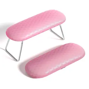 Nail Arm Rest, Microfiber Leather Manicure Hand Pillow Professional Nail Rest Cushion Table Desk Station for Salon Use (Pink)