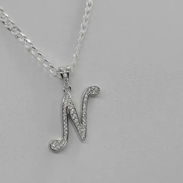 Brand New Sterling Silver 925 Letter N Necklace