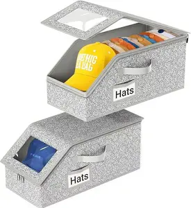 Baseball Cap Storage Box,2/4 Counts Large Capacity Foldable Hat Organizer,Durable Cardboard Box for Men, Wardrobe Organizer，mens gifts，hat