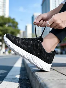 Men's Fly Knit Mesh Running Shoes, Lightweight Soft Sole Non-slip Sneakers, Outdoor Jogging & Walking Shoes, Daily Commute Casual Shoes, Plus Size Men's Shoes