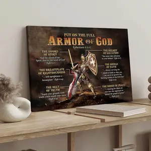 1 Count Wood framed Canvas, God's Full Military Uniform: Ephesian-themed Faith Symbol poster, Stylish Decor, Fine bedroom poster, Modern art Deco, Stylish home Poster, Hallway Office Mural, Ideal gift, HD, waterproof, print
