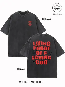 Men'S Light Green T-Shirt Featuring a Graphic That Symbolizes a Loving God - 230G Washed Short Sleeve Tee with a Crown Design, Round Neck Casual Summer Top Suitable for Everyday Wear, Made from Breathable Mater Retro Double-Sided Water Wash T-Shirt