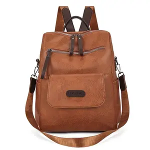Solid Color Simple Fashion Women's Backpack, Large Capacity Multi-functional Commuter Casual Outing Travel Bag