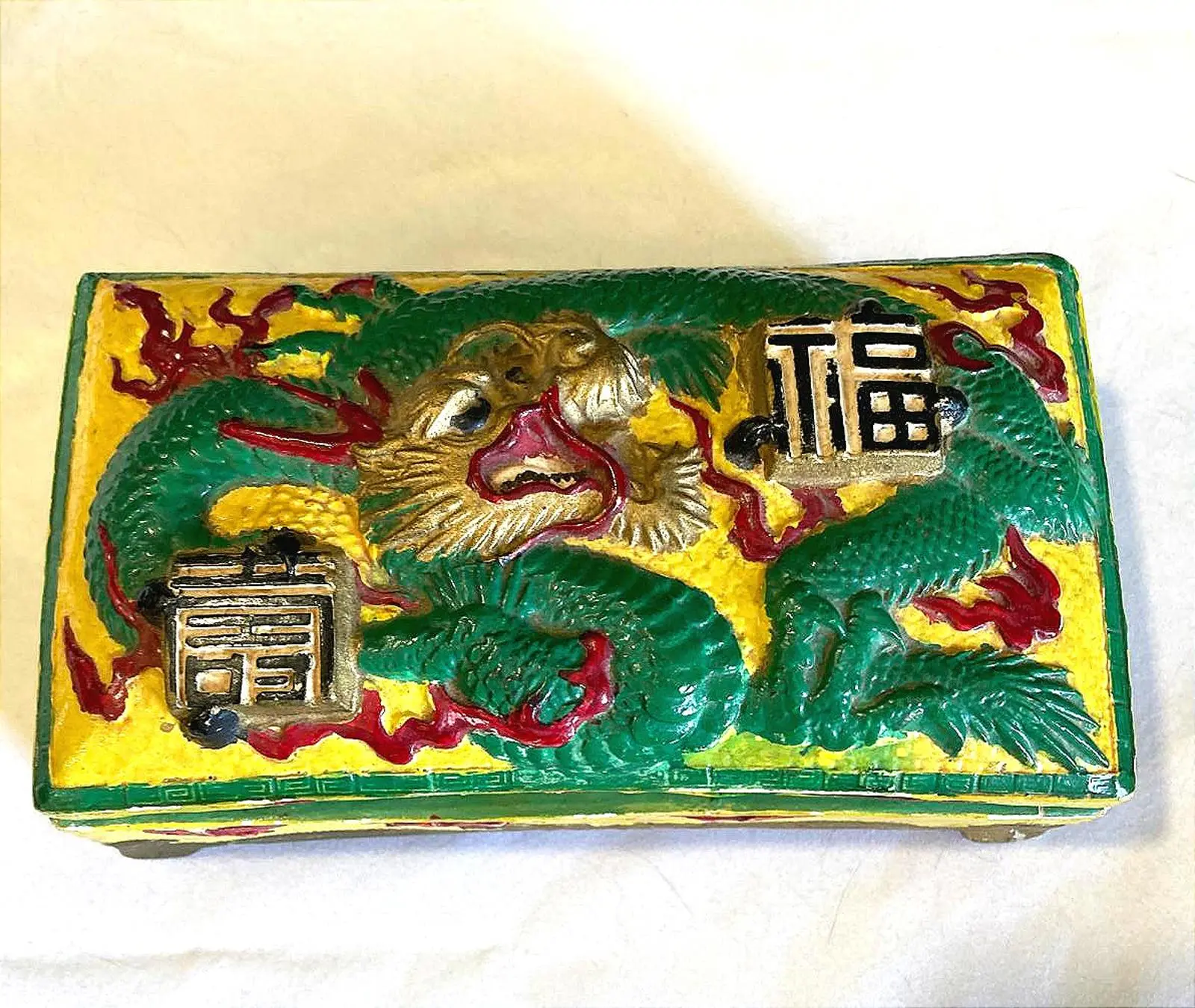 Vintage Dresdencraft Ceramic Dragon Box