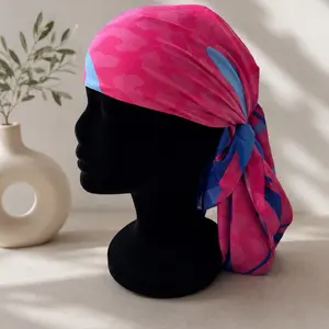 WRAPD Blue & Pink Leopard Square Scarf