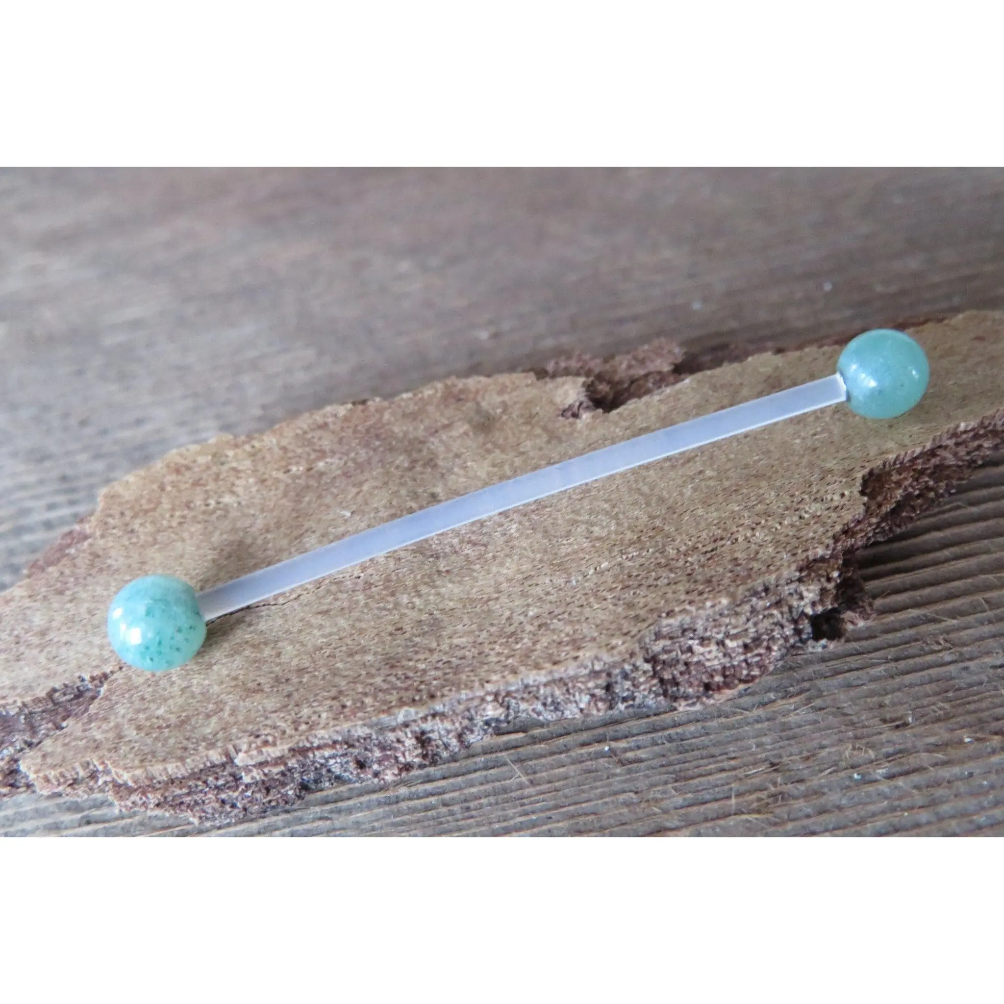 Green Aventurine Natural Stone Pregnancy Bio-flex Belly Ring 5mm 8mm Stones