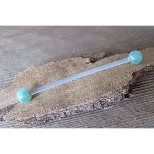 Green Aventurine Natural Stone Pregnancy Bio-flex Belly Ring 5mm 8mm Stones