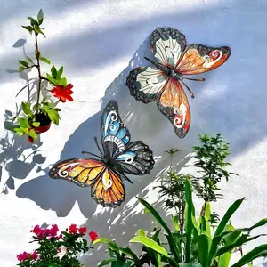 Large Metal Butterfly Wall Decor, Handmade Craft Suitable for Outdoor Walls, Garden, Yard, Garage Door, Fence, Balcony, Patio, Park Decoration
