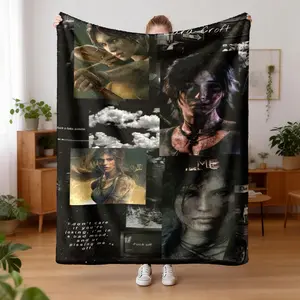 Tomb Raider Laura Croft Print Flannel Blanket, Comfortable and Warm, Durable for Sofa, Office, Bed, Camping, Travel, Ideal Holiday Gift