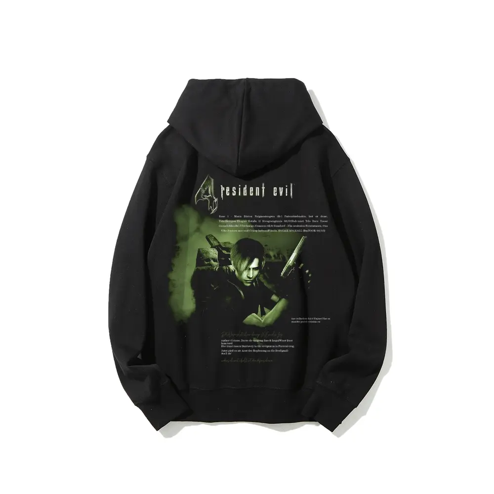 Men's Resident Evil Leon S Kennedy Gun Printed Unisex Casual Hoodie, Comfortable Breathable Fabric Tops & Sweatshirts, Cotton