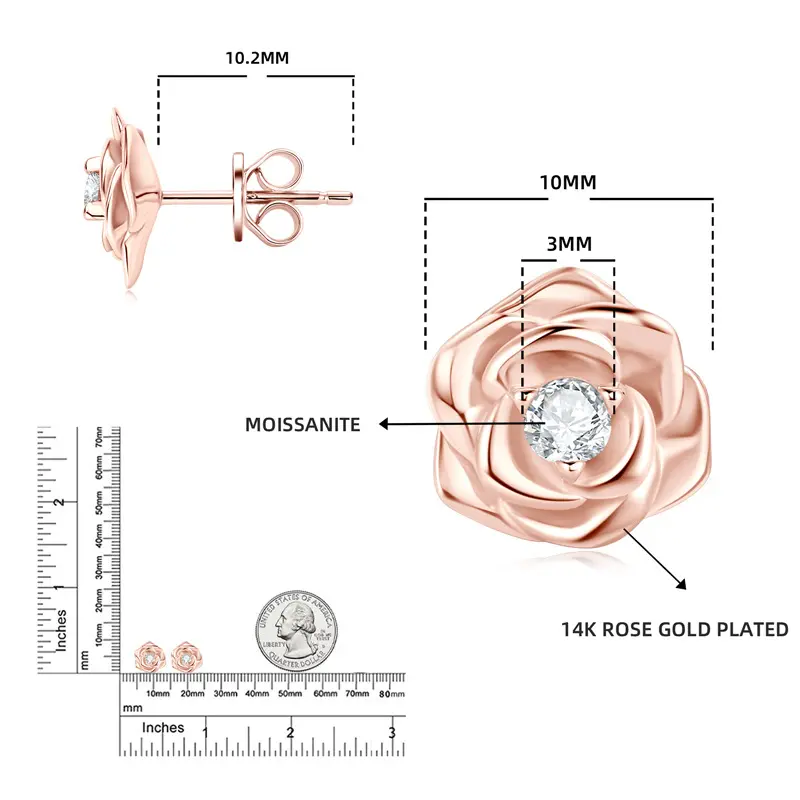 Rose earrings [K rose gold]