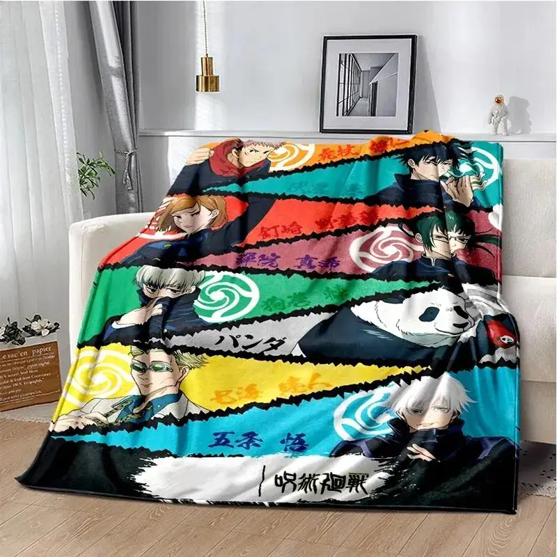 Jujutsu Kaisen All Characters Soft Fleece Throw Blanket - Colorful, Cozy, Fluffy, Warm, High-Quality - Cartoon Mascot, Manga, Anime Panel, Gojo Character, Deku Graphic Blankets - JJK Merch Otaku Gift for Teens - Sofa Bed Decor, Cartoon Mascot Blankets