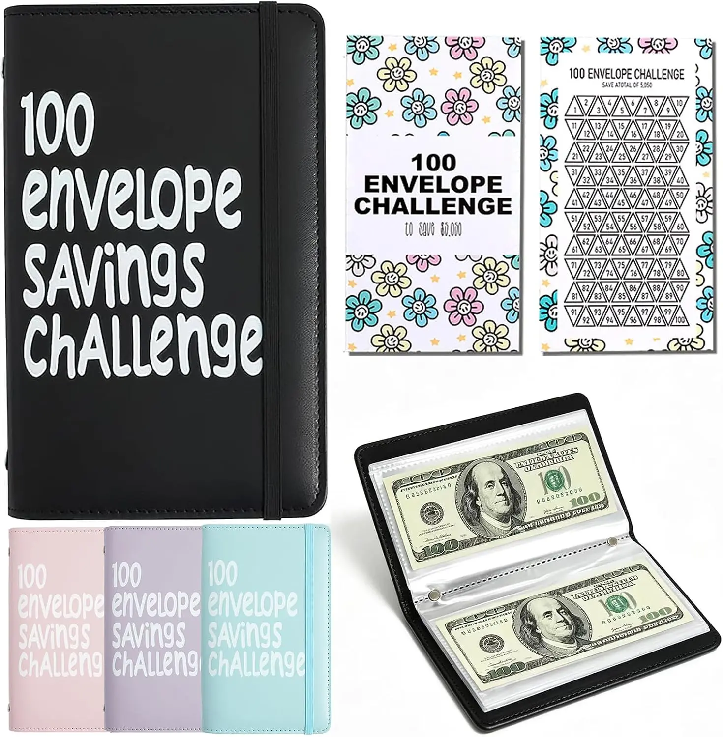 100-Envelope Money Saving Challenge Folder, Mini Savings Book, Budget Folder With Cash Envelopes, Brand New 100-Day Money Saving Challenge Folder - Savings Challenge Book, For Planning And Family Expense Planning, Budget Management.