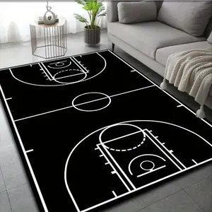 Basketball Court Pattern Carpet Mat, Non-Slip Door Rug, Living Room Decoration, Home Decor Rugs, Floor Mat, Multiple Sizes Available