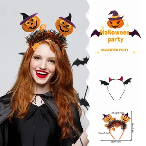 Halloween Orange Fuzzy Pumpkin Headband Hair Accessories for Women and Girls for Costume Cosplay Party Indoor or Garden Lawn Decor Spooky Pumpkin Witch Hat Hair Clips Decoration Festive