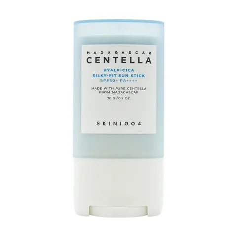 SKIN1004 Madagascar Centella Hyalu Cica Silky-Fit Solid Sunscreen Stick, SPF50+ PA++++, 20g Facial Sunscreen for All Skin Types, Hydrating with Hyaluronic Acid, Lightweight Sun Protection for Daily Use