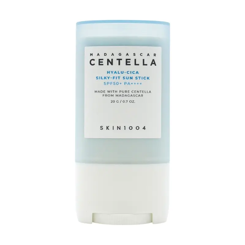 SKIN1004 Madagascar Centella Hyalu Cica Silky-Fit Solid Sunscreen Stick, SPF50+ PA++++, 20g Facial Sunscreen for All Skin Types, Hydrating with Hyaluronic Acid, Lightweight Sun Protection for Daily Use