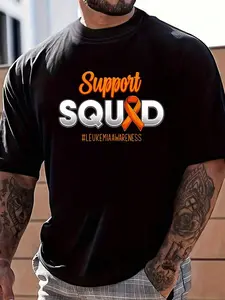 100% Cotton Support Leukemia Awareness Warrior Fight For Men Women T-Shirt Women's Men's Graphic Tee Crew Neck summer vacation Tops