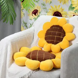 3D Sunflower Flower Floor Pillow Seating Cushion Mat Valentines Sunflower Shaped Throw Pillow Yellow Chair Pads Decorative Plush Sunflower Home Decor for Bed Car Chair Sofa Office Gifts Sunflower Bedroom Cushion