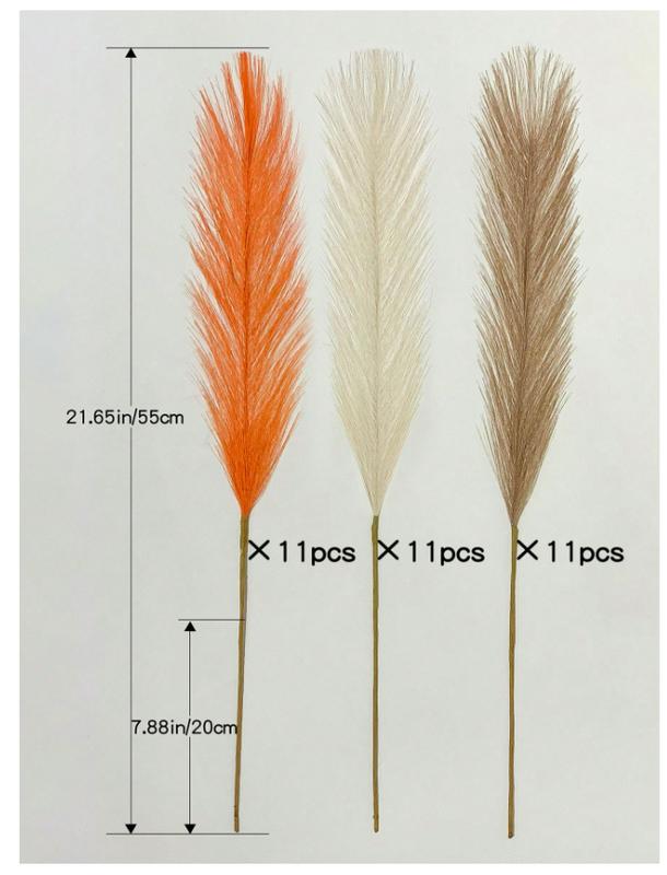 15Pcs/6Pcs Artificial Pampas Grass 55cm/21.65in Fluffy Faux Flower Beige, Brown, Orange Colored Artificial Reed Faux Pampas Grass For Home Farmhouse Decor, For Bohemian Decor, Artificial Flower Fake Pampas Decor, Vase Filler Room Decoration