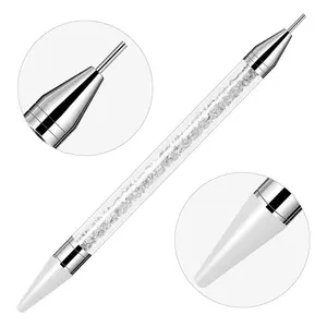Professional Nail Art Pen Set, Dual-Headed Gem Placement Tool, Crystal Handle Design, Essential Manicure Accessories, DIY Rhinestone, Nail Art Tools, DIY Nails