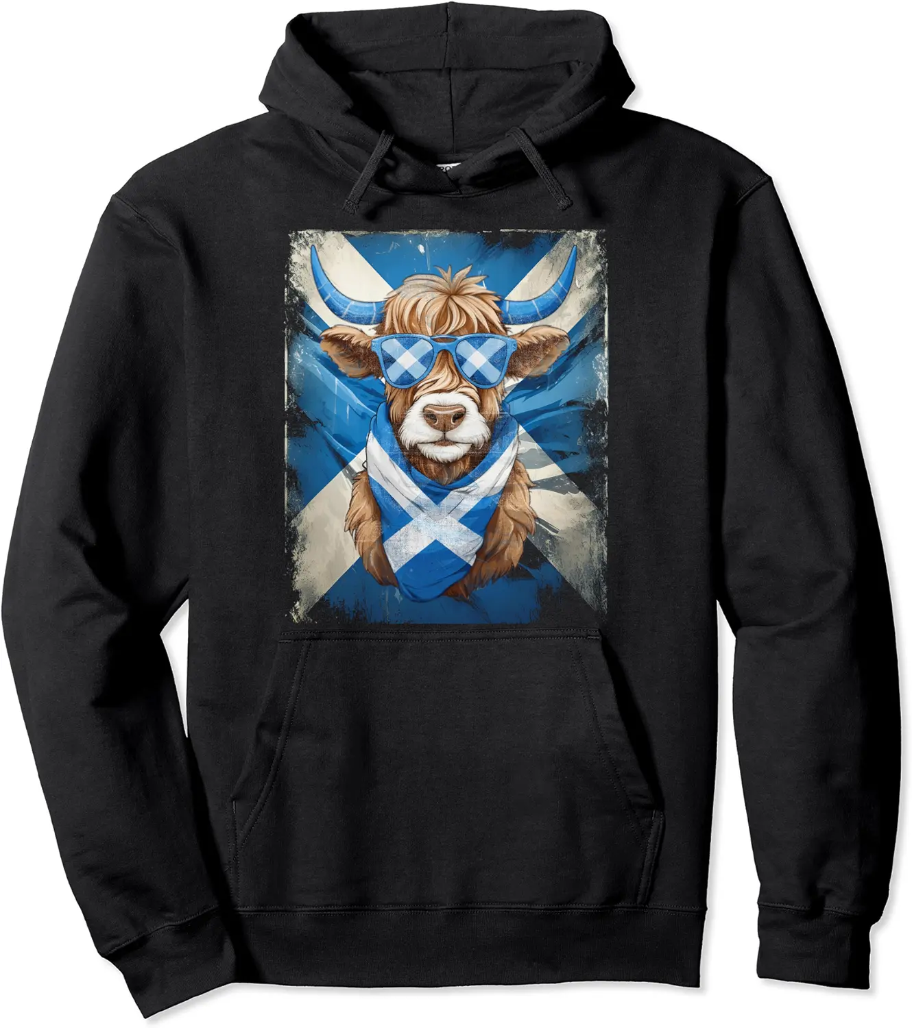 Cute Scottish Highland Cow Scotland Flag Pullover Hoodie - Nafeesaami Shop 28B0D8ZTDN48