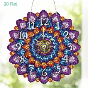 2D FLAT2D Flat DIY Mandala Special Shape Diamond Painting Ornament with Clock Function Diamond Painting Clock Pendant Diamond Art ClocDIY Diamond Painting Kit for Adults & Beginners, No Skills Needed. Sparkling Art to Brighten Rooms & Perfect Festive Gift