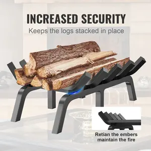 VEVOR Fireplace Log Grate, 21 inch Heavy Duty Fireplace Grate with 6 Support Legs, 3/4’’ Solid Powder-coated Steel Bars, Log Firewood Burning Rack Holder for Indoor and Outdoor Fireplace Sturdy Utensils