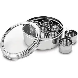 Nature’s Own Stainless Steel Masala Dabba Spice Box, 7 Container Spice Box