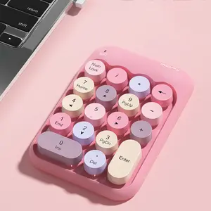 MOFii 1 Pack Macaron Pink Wireless Numeric Keypad, Portable Financial Office Keyboard, Universal for Laptop Desktop, US QWERTY (Battery Not Included)