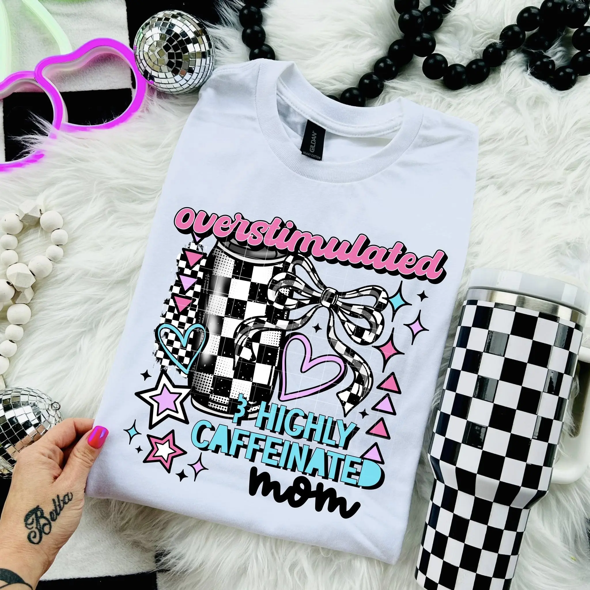 Overstimulated Highly Caffeinated Mom Womens Graphic T-Shirt