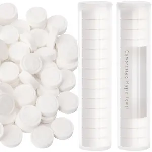 Compressed Towels, 100 count Disposable  Towels for Travel Expandable Wipes Tablets with 2 count Tube Containers for  Gear and Supplies Outdoors Camping Hiking Hotel