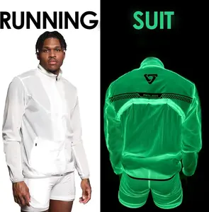 ADLER Men's Running Track Suit Jacket with Shorts - Lightweight and Water-Repellent