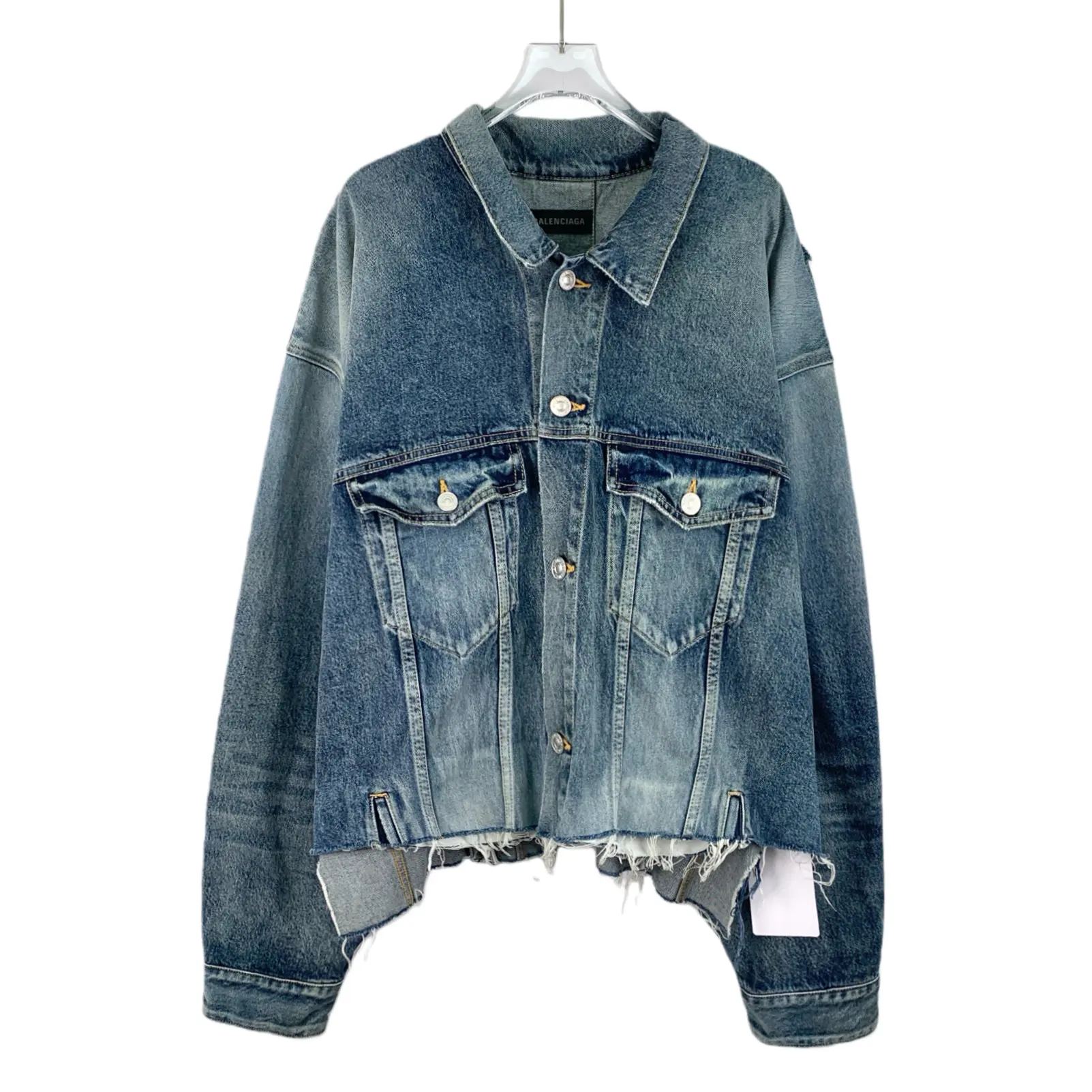RDLT - Balenciaga Blue Washed Distressed Cotton Denim Jacket Size 3