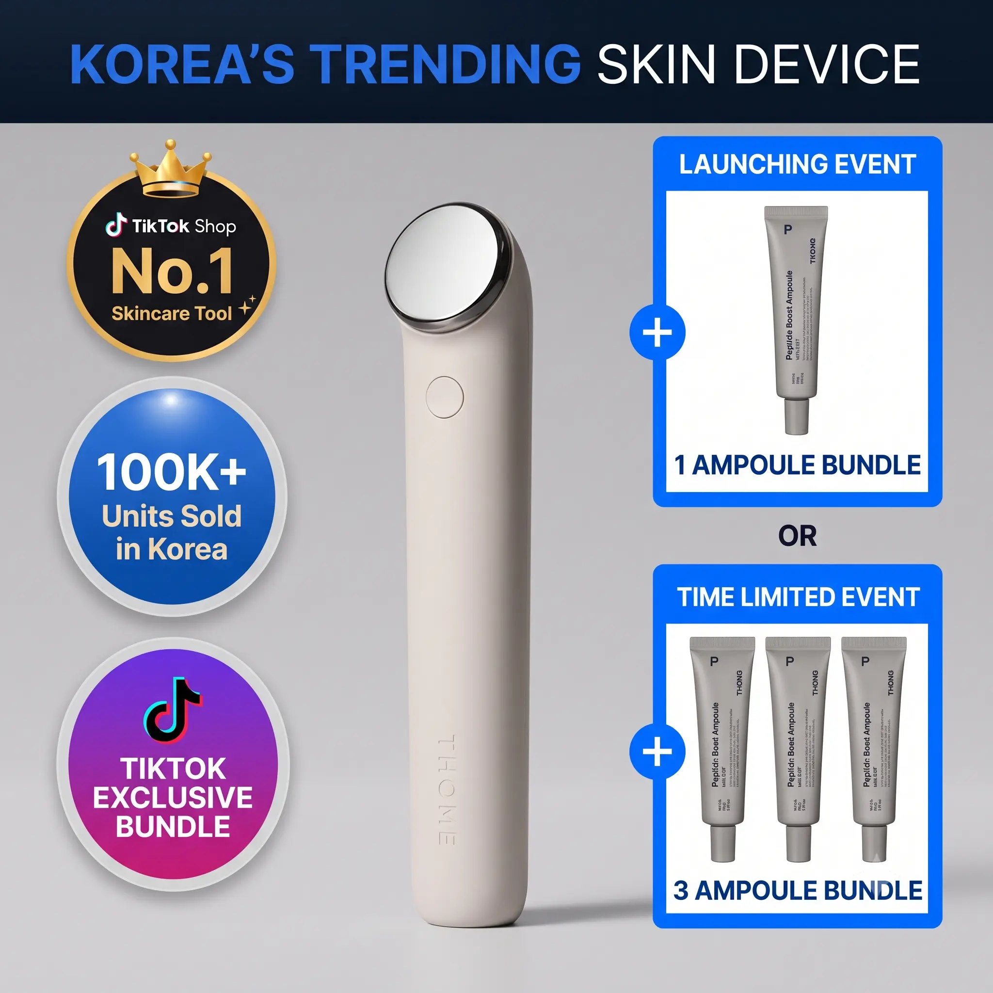 [THOME Official] The Glow Signature launching SET ㅣ LDM Device + device optimized peptide boost Ampoule 1 or 3