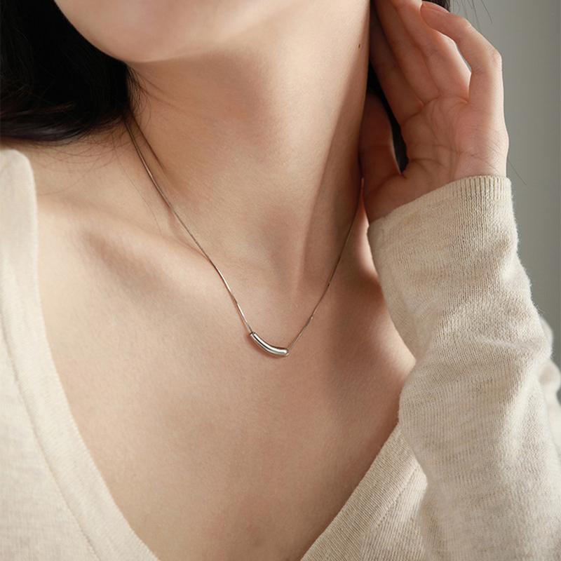 KISSFOO Stainless Steel Mini Eggplant Collarbone Necklace for Women Daily Accessories