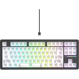75% Custom Barebones Keyboard kit Gasket Mouted,Blank DIY Silent TKL Mechanical Gaming Keyboard PCB Hot Swappable 3pin/5pin  with South-Facing RGB for Win/ (M87 Kit-Black)