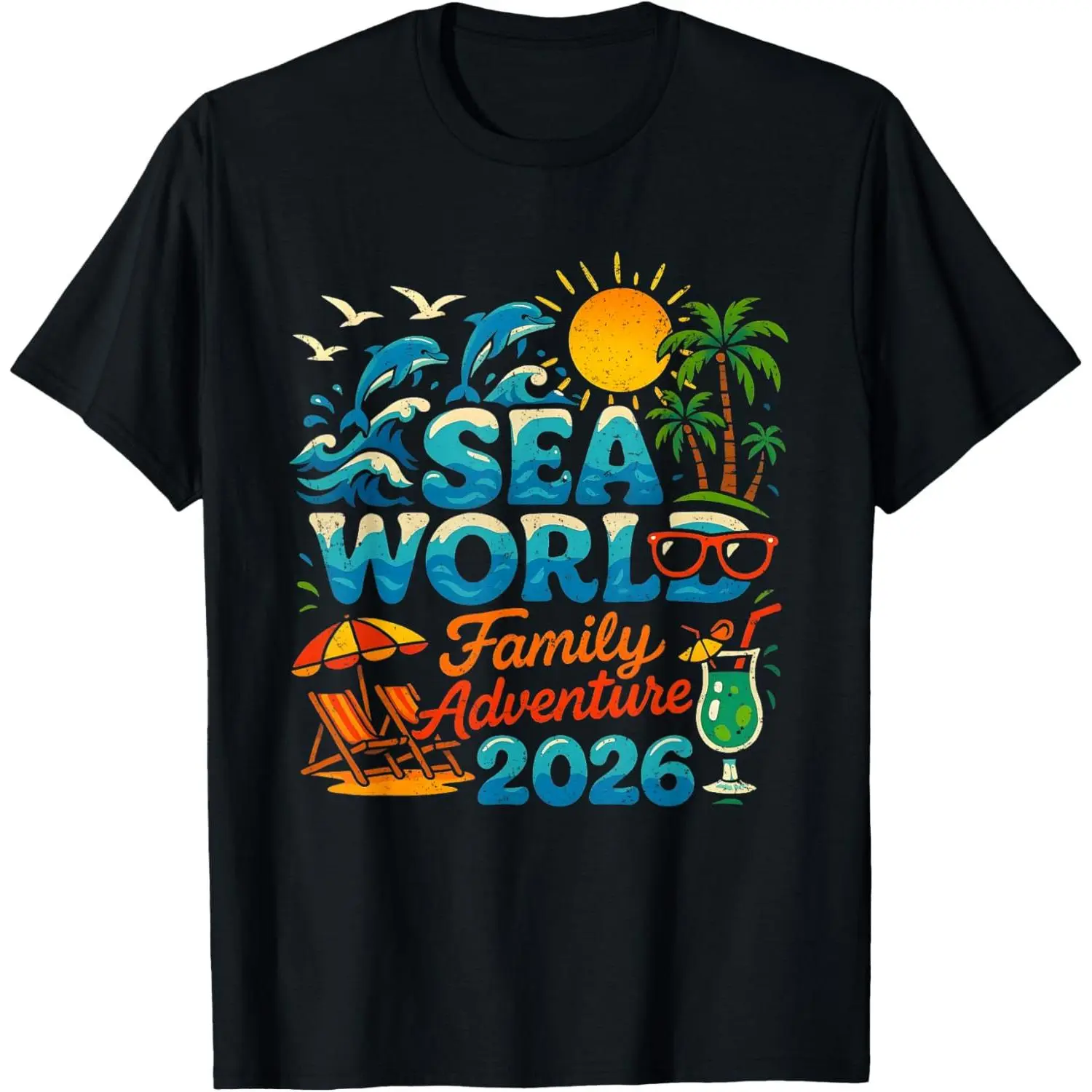 100%cotton Sea World Family Adventure 2026 Tropical Vacation Keepsake T-Shirt